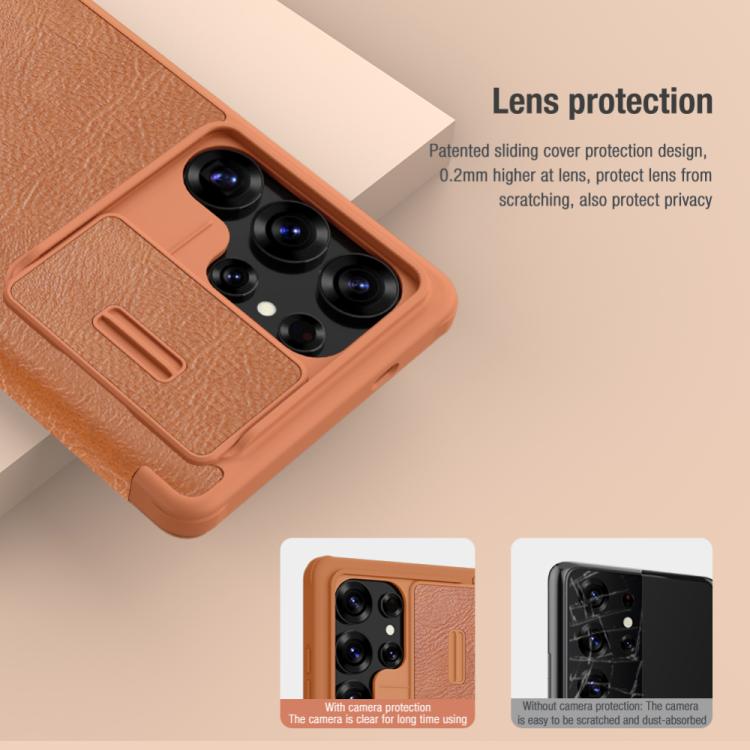 For Samsung Galaxy S25 Ultra 5G NILLKIN QIN Series Pro Sliding Camera Cover Design Leather Phone Case(Black) - Galaxy S25 Ultra 5G Cases by NILLKIN | Online Shopping UK | buy2fix