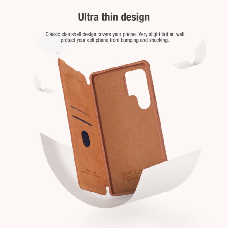 For Samsung Galaxy S25 Ultra 5G NILLKIN QIN Series Pro Sliding Camera Cover Design Leather Phone Case(Black) - Galaxy S25 Ultra 5G Cases by NILLKIN | Online Shopping UK | buy2fix