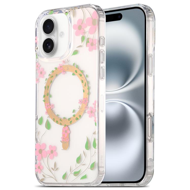 For iPhone 17 Dual-side Laminating IMD MagSafe Phone Case(Pink Flowers) - iPhone 17 Cases by buy2fix | Online Shopping UK | buy2fix