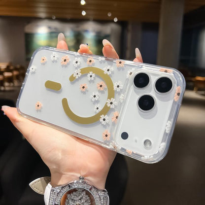 For iPhone 17 Pro Max Dual-side Laminating IMD MagSafe Phone Case(Pink and White Daisy) - iPhone 17 Pro Max Cases by buy2fix | Online Shopping UK | buy2fix