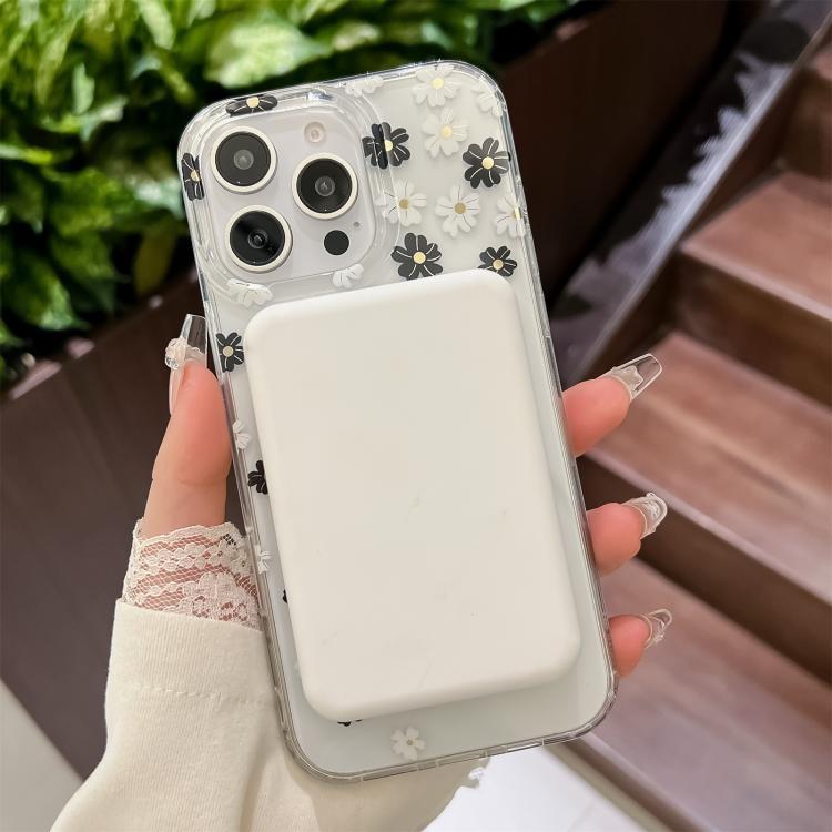 For iPhone 17 Dual-side Laminating IMD MagSafe Phone Case(Black and White Daisy) - iPhone 17 Cases by buy2fix | Online Shopping UK | buy2fix
