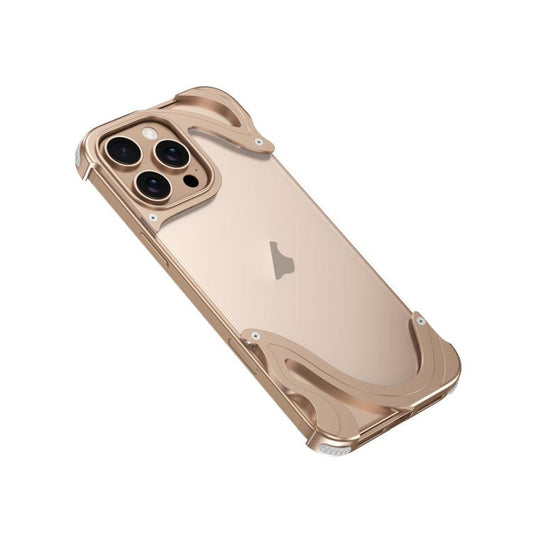 For iPhone 16 Pro Dolphin Metal Hybrid PC Transparent Back Panel Phone Case(Gold) - iPhone 16 Pro Cases by buy2fix | Online Shopping UK | buy2fix