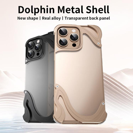 For iPhone 15 Pro Dolphin Metal Hybrid PC Transparent Back Panel Phone Case(Titanium) - iPhone 15 Pro Cases by buy2fix | Online Shopping UK | buy2fix