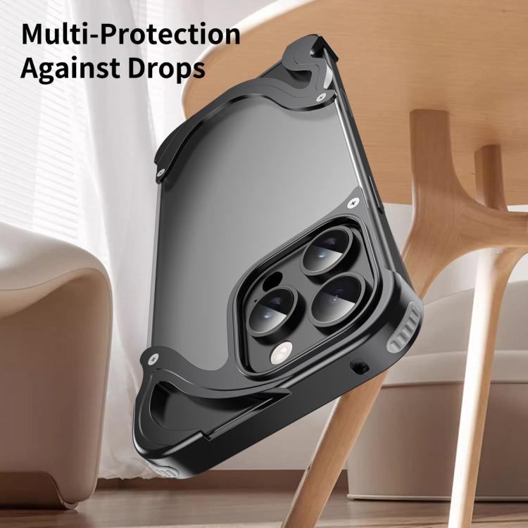 For iPhone 15 Pro Dolphin Metal Hybrid PC Transparent Back Panel Phone Case(Black) - iPhone 15 Pro Cases by buy2fix | Online Shopping UK | buy2fix