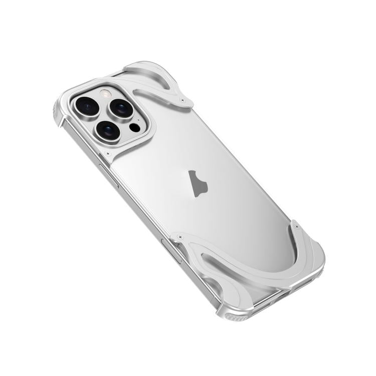 For iPhone 14 Pro Dolphin Metal Hybrid PC Transparent Back Panel Phone Case(Silver) - iPhone 14 Pro Cases by buy2fix | Online Shopping UK | buy2fix