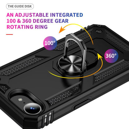 For iPhone 16e Shockproof TPU Hybrid PC Phone Case with Holder(Black) - iPhone 16e Cases by buy2fix | Online Shopping UK | buy2fix