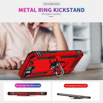 For iPhone 16e Shockproof TPU Hybrid PC Phone Case with Holder(Red) - iPhone 16e Cases by buy2fix | Online Shopping UK | buy2fix