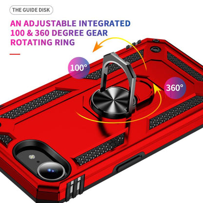 For iPhone 16e Shockproof TPU Hybrid PC Phone Case with Holder(Red) - iPhone 16e Cases by buy2fix | Online Shopping UK | buy2fix