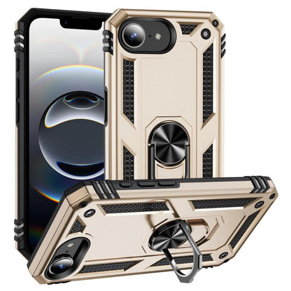 For iPhone 16e Shockproof TPU Hybrid PC Phone Case with Holder(Gold) - iPhone 16e Cases by buy2fix | Online Shopping UK | buy2fix