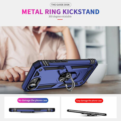 For iPhone 16e Shockproof TPU Hybrid PC Phone Case with Holder(Blue) - iPhone 16e Cases by buy2fix | Online Shopping UK | buy2fix