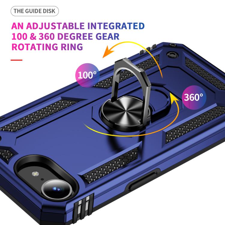 For iPhone 16e Shockproof TPU Hybrid PC Phone Case with Holder(Blue) - iPhone 16e Cases by buy2fix | Online Shopping UK | buy2fix