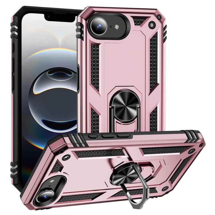 For iPhone 16e Shockproof TPU Hybrid PC Phone Case with Holder(Rose Gold) - iPhone 16e Cases by buy2fix | Online Shopping UK | buy2fix