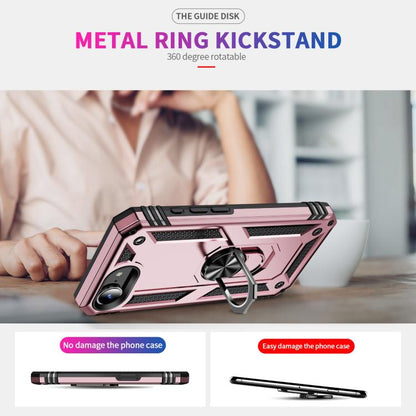 For iPhone 16e Shockproof TPU Hybrid PC Phone Case with Holder(Rose Gold) - iPhone 16e Cases by buy2fix | Online Shopping UK | buy2fix