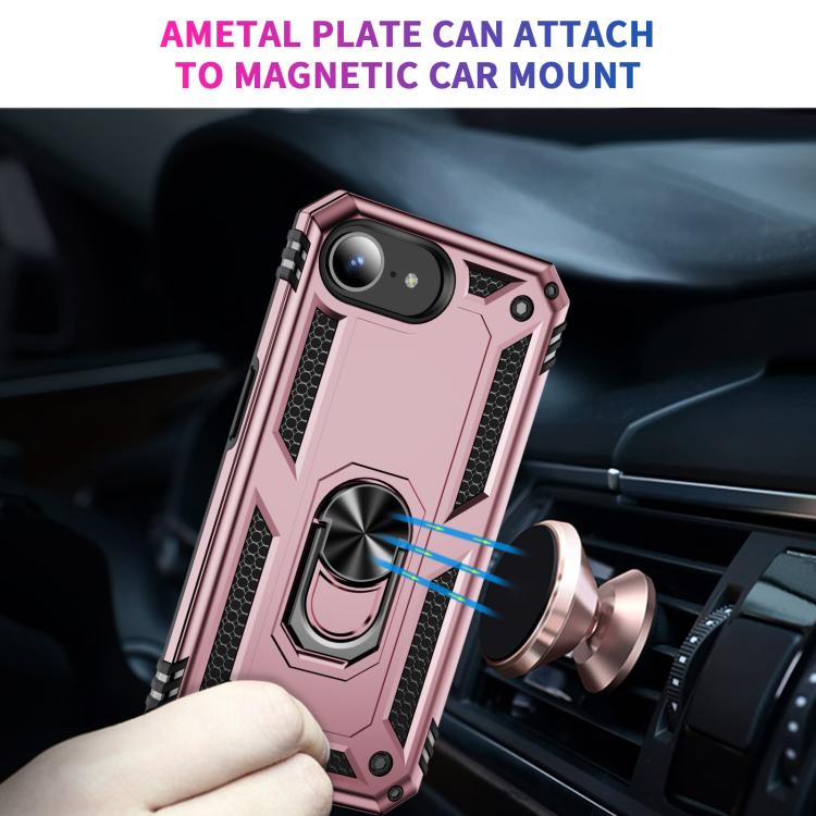 For iPhone 16e Shockproof TPU Hybrid PC Phone Case with Holder(Rose Gold) - iPhone 16e Cases by buy2fix | Online Shopping UK | buy2fix