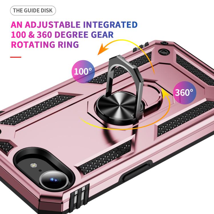 For iPhone 16e Shockproof TPU Hybrid PC Phone Case with Holder(Rose Gold) - iPhone 16e Cases by buy2fix | Online Shopping UK | buy2fix