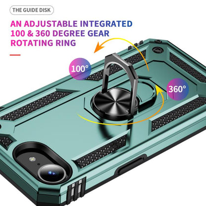 For iPhone 16e Shockproof TPU Hybrid PC Phone Case with Holder(Dark Green) - iPhone 16e Cases by buy2fix | Online Shopping UK | buy2fix