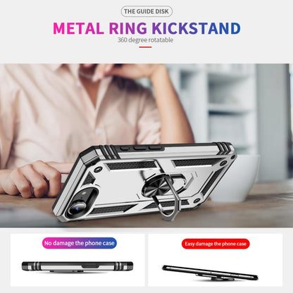 For iPhone 16e Shockproof TPU Hybrid PC Phone Case with Holder(Silver) - iPhone 16e Cases by buy2fix | Online Shopping UK | buy2fix