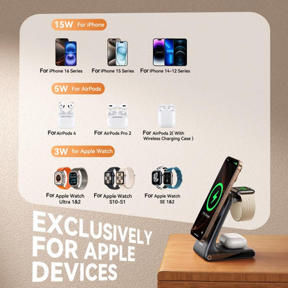 JOYROOM JR-W15 3 in 1 Magnetic Wireless Charging Phone Holder(Black) - Wireless Charger by JOYROOM | Online Shopping UK | buy2fix