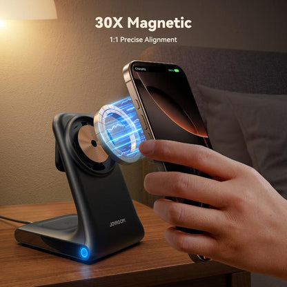 JOYROOM JR-W15 3 in 1 Magnetic Wireless Charging Phone Holder(Black) - Wireless Charger by JOYROOM | Online Shopping UK | buy2fix