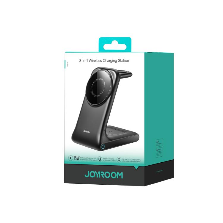 JOYROOM JR-W15 3 in 1 Magnetic Wireless Charging Phone Holder(Black) - Wireless Charger by JOYROOM | Online Shopping UK | buy2fix