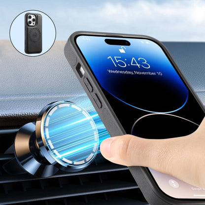 For iPhone 15 Pro Max Denior D26 Skin Feel MagSafe Zipper Bag Leather Phone Case(Black) - iPhone 15 Pro Max Cases by Denior | Online Shopping UK | buy2fix