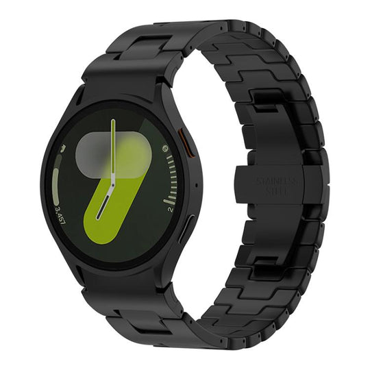 For Samsung Galaxy Watch  7 / 6 / 5 / 4 Quick Release Button H Shaped Stainless Steel Watch Band(Black)