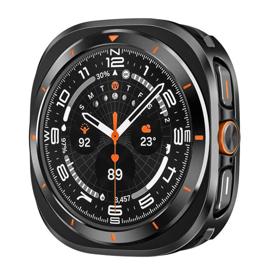 For Galaxy Watch Ultra2 2026 / 2025 / 1 2024 Aluminum Alloy Metal PC Watch Protective Case(Black Orange)
