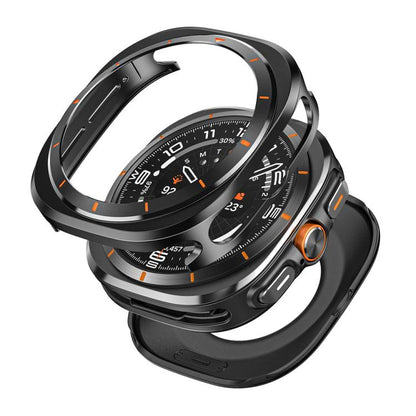 For Samsung Galaxy Watch Ultra 47mm Aluminum Alloy Metal PC Watch Protective Case(Black Orange) - Watch Cases by buy2fix | Online Shopping UK | buy2fix