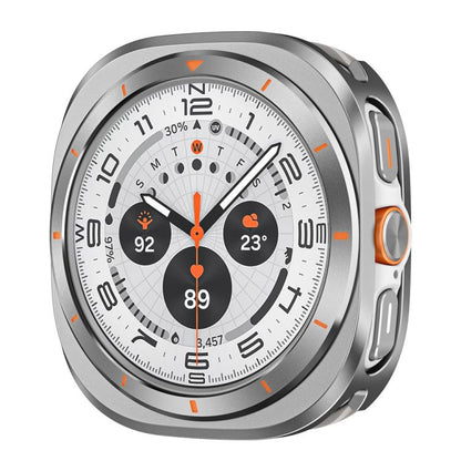 For Samsung Galaxy Watch Ultra 47mm / Ultra 2025 Aluminum Alloy Metal PC Watch Protective Cover(Grey Orange) - Watch Cases by buy2fix | Online Shopping UK | buy2fix
