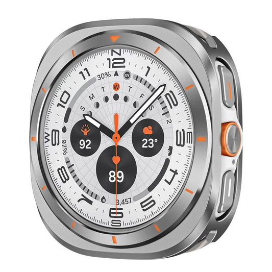 For Samsung Galaxy Watch Ultra 47mm / Ultra 2025 Aluminum Alloy Metal PC Watch Protective Cover(Grey Orange) - Watch Cases by buy2fix | Online Shopping UK | buy2fix