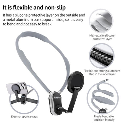 RUIGPRO Magnetic Neck Mount Anti-shake Phone Bracket(Grey) - Holder by RUIGPRO | Online Shopping UK | buy2fix