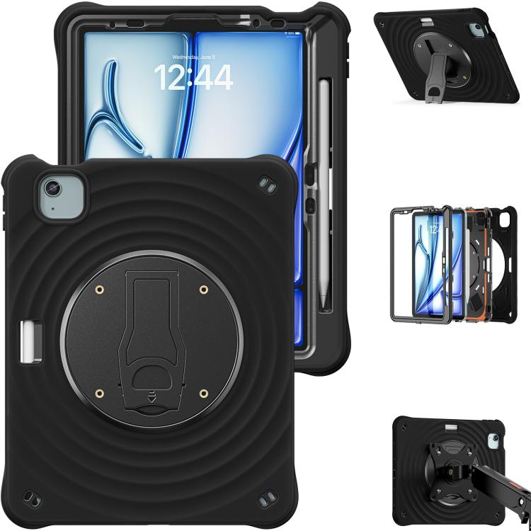 For iPad Air 11 2025 / 2024 / Pro 11 2022 Holder Silicone Hybrid PC Tablet Case(Black) - iPad Air 11 2025 / 2024 Cases by buy2fix | Online Shopping UK | buy2fix