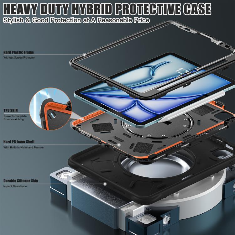 For iPad Air 11 2025 / 2024 / Pro 11 2022 Holder Silicone Hybrid PC Tablet Case(Black) - iPad Air 11 2025 / 2024 Cases by buy2fix | Online Shopping UK | buy2fix