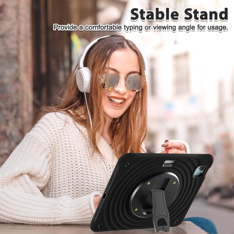 For iPad Air 11 2025 / 2024 / Pro 11 2022 Holder Silicone Hybrid PC Tablet Case(Black) - iPad Air 11 2025 / 2024 Cases by buy2fix | Online Shopping UK | buy2fix