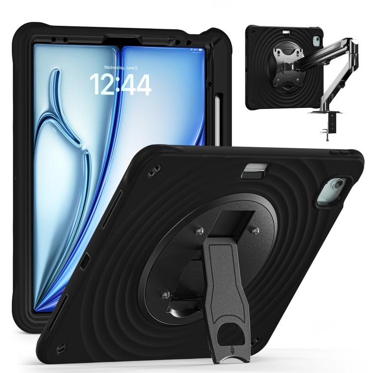 For iPad Air 13 2024 / 2025 Holder Silicone Hybrid PC Tablet Case(Black) - iPad Air 13 2025 / 2024 Cases by buy2fix | Online Shopping UK | buy2fix