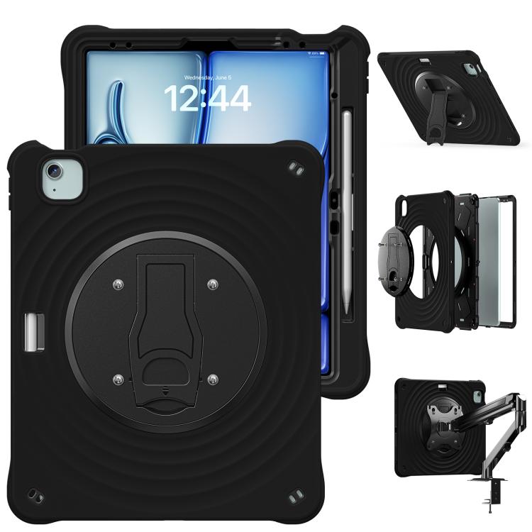 For iPad Air 13 2024 / 2025 Holder Silicone Hybrid PC Tablet Case(Black) - iPad Air 13 2025 / 2024 Cases by buy2fix | Online Shopping UK | buy2fix
