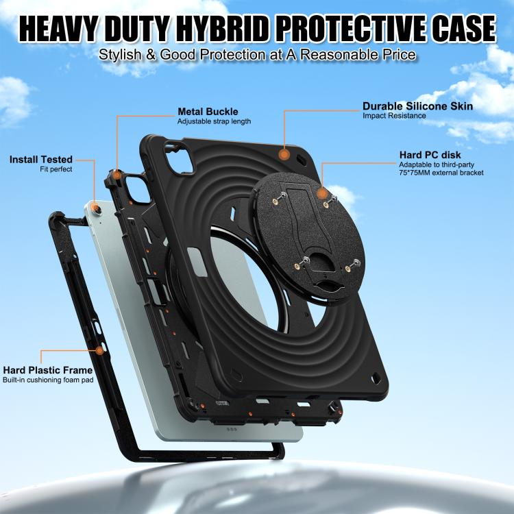 For iPad Air 13 2024 / 2025 Holder Silicone Hybrid PC Tablet Case(Black) - iPad Air 13 2025 / 2024 Cases by buy2fix | Online Shopping UK | buy2fix