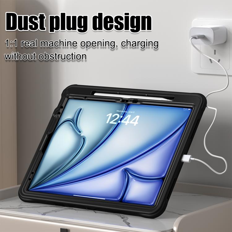 For iPad Air 13 2024 / 2025 Holder Silicone Hybrid PC Tablet Case(Black) - iPad Air 13 2025 / 2024 Cases by buy2fix | Online Shopping UK | buy2fix