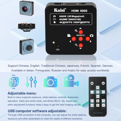 Kaisi HDMI 6000 HDMI / USB Dual Interface 60MP 4K Ultra HD Microscope Industrial Camera, Plug:EU Plug - Microscope Magnifier Series by Kaisi | Online Shopping UK | buy2fix
