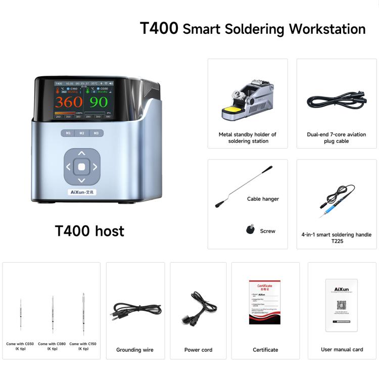 AiXun T400 320W Smart Soldering Workstation, Plug:UK Plug - Soldering Iron Set by buy2fix | Online Shopping UK | buy2fix