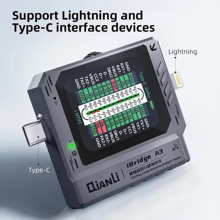 Qianli iBridge A3 Tail Plug Comprehensive Analysis Tester for Lightning & Type-C Interface Devices - Test Tools by QIANLI | Online Shopping UK | buy2fix