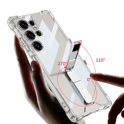 For Samsung Galaxy S25 Ultra 5G GKK Airbag Full Coverage Phone Case with Rotating Holder, Not Included Pen(Transparent Black) - Galaxy S25 Ultra 5G Cases by GKK | Online Shopping UK | buy2fix