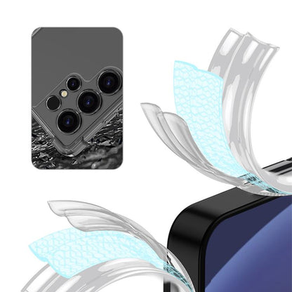 For Samsung Galaxy S25 Ultra 5G GKK Airbag Full Coverage Phone Case with Rotating Holder, Not Included Pen(Transparent Black) - Galaxy S25 Ultra 5G Cases by GKK | Online Shopping UK | buy2fix