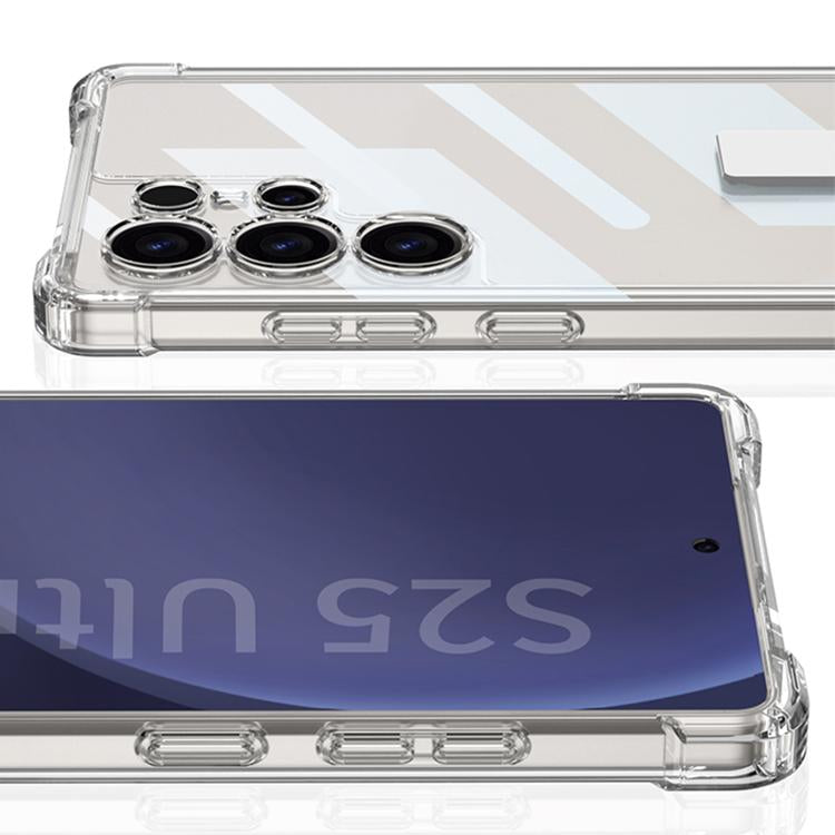 For Samsung Galaxy S25 Ultra 5G GKK Airbag Full Coverage Phone Case with Rotating Holder, Not Included Pen(Transparent Black) - Galaxy S25 Ultra 5G Cases by GKK | Online Shopping UK | buy2fix