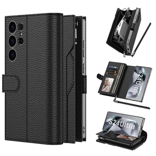 For Samsung Galaxy S24 Ultra 5G GKK Plating Wallet Leather Phone Case(Black) - Galaxy S24 Ultra 5G Cases by GKK | Online Shopping UK | buy2fix