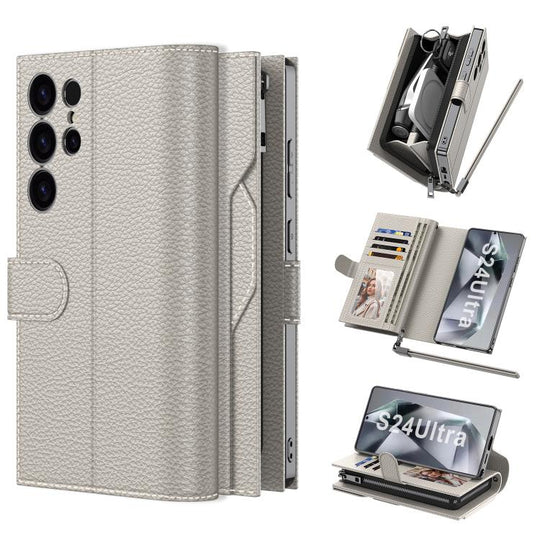 For Samsung Galaxy S24 Ultra 5G GKK Plating Wallet Leather Phone Case(Titanium Gray)