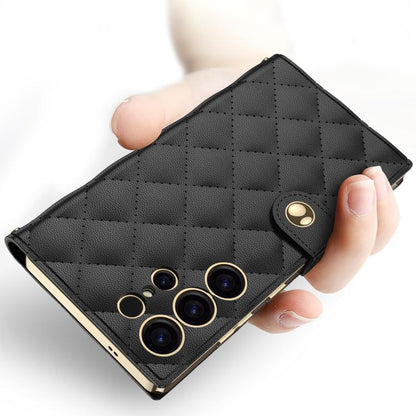 For Samsung Galaxy S24 Ultra 5G GKK Plating Diamond Texture Leather Phone Case With Crossbody Chain(Titanium Gray) - Galaxy S24 Ultra 5G Cases by GKK | Online Shopping UK | buy2fix