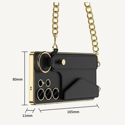 For Samsung Galaxy S25 Ultra 5G GKK Plating Leather Card Holder Full Coverage Phone Case With Bracelet(Titanium Gray) - Galaxy S25 Ultra 5G Cases by GKK | Online Shopping UK | buy2fix