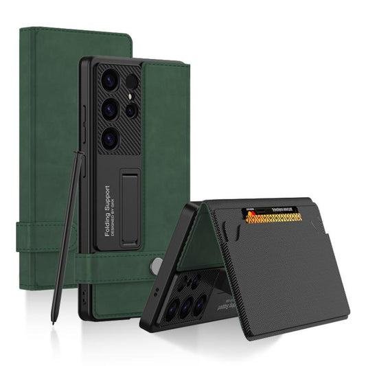 For Samsung Galaxy S25 Ultra 5G GKK Flip Wallet Leather Phone Case, Frosted Series, Not Included Pen(Frosted Green) - Galaxy S25 Ultra 5G Cases by GKK | Online Shopping UK | buy2fix