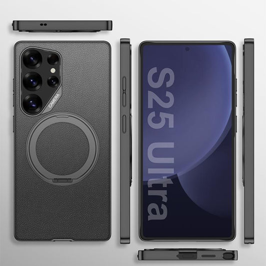 For Samsung Galaxy S25 Ultra 5G GKK Metal Paint Skin Feel Leather Phone Case With Magnetic Rotating Holder, Not Included Pen(Black) - Galaxy S25 Ultra 5G Cases by GKK | Online Shopping UK | buy2fix